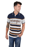 WRANGLER NASH MENS SHORT SLEEVED POLO - NAVY/TAN [SZ:S]