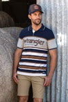 WRANGLER NASH MENS SHORT SLEEVED POLO - NAVY/TAN [SZ:S]