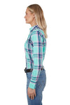 WRANGLER PIPPA WOMENS LONGSLEEVE SHIRT - GREEN [SZ:8]