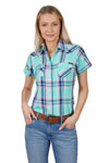 WRANGLER PIPPA WOMENS SHORT SLEEVE SHIRT - GREEN [SZ:8]