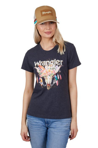 WRANGLER JAYDE WOMENS SHORT SLEEVE TEE - CHARCOAL MARLE [SZ:8]