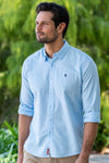 THOMAS COOK LINEN TAILORED LONG SLEEVE SHIRT - LIGHT BLUE [SZ:XS]