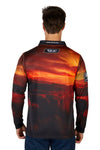 BULLZYE CAM MENS FISHING SHIRT - SUNSET CATTLE [SZ:XS]