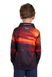 BULLZYE CAM BOYS LONG SLEEVE FISHING SHIRT - SUNSET CATTLE [SZ:4]