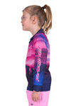 BULLZYE HORIZON GIRLS LONG SLEEVE FISHING SHIRT - PURPLE/PINK [SZ:2]